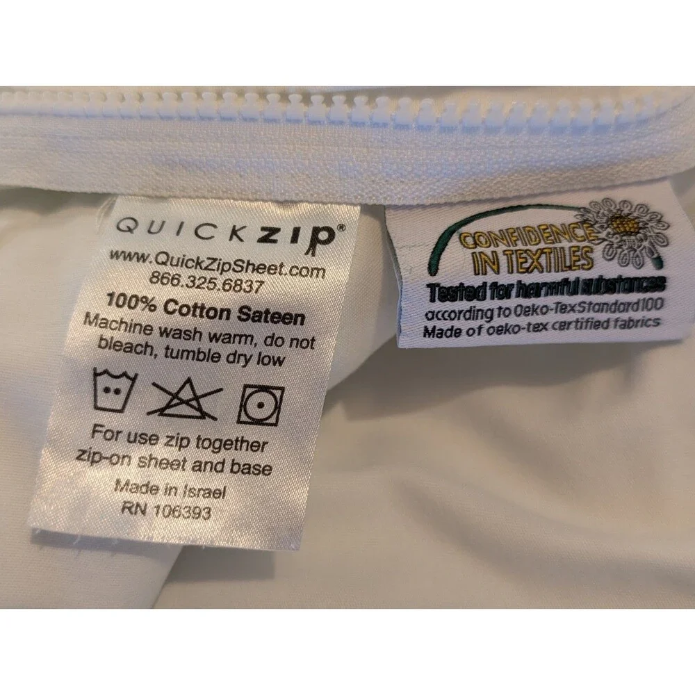 Quick Zip BEDDING Fitted RV Queen Short Sheet Base & ZipOn Sheet Sateen W/Extra